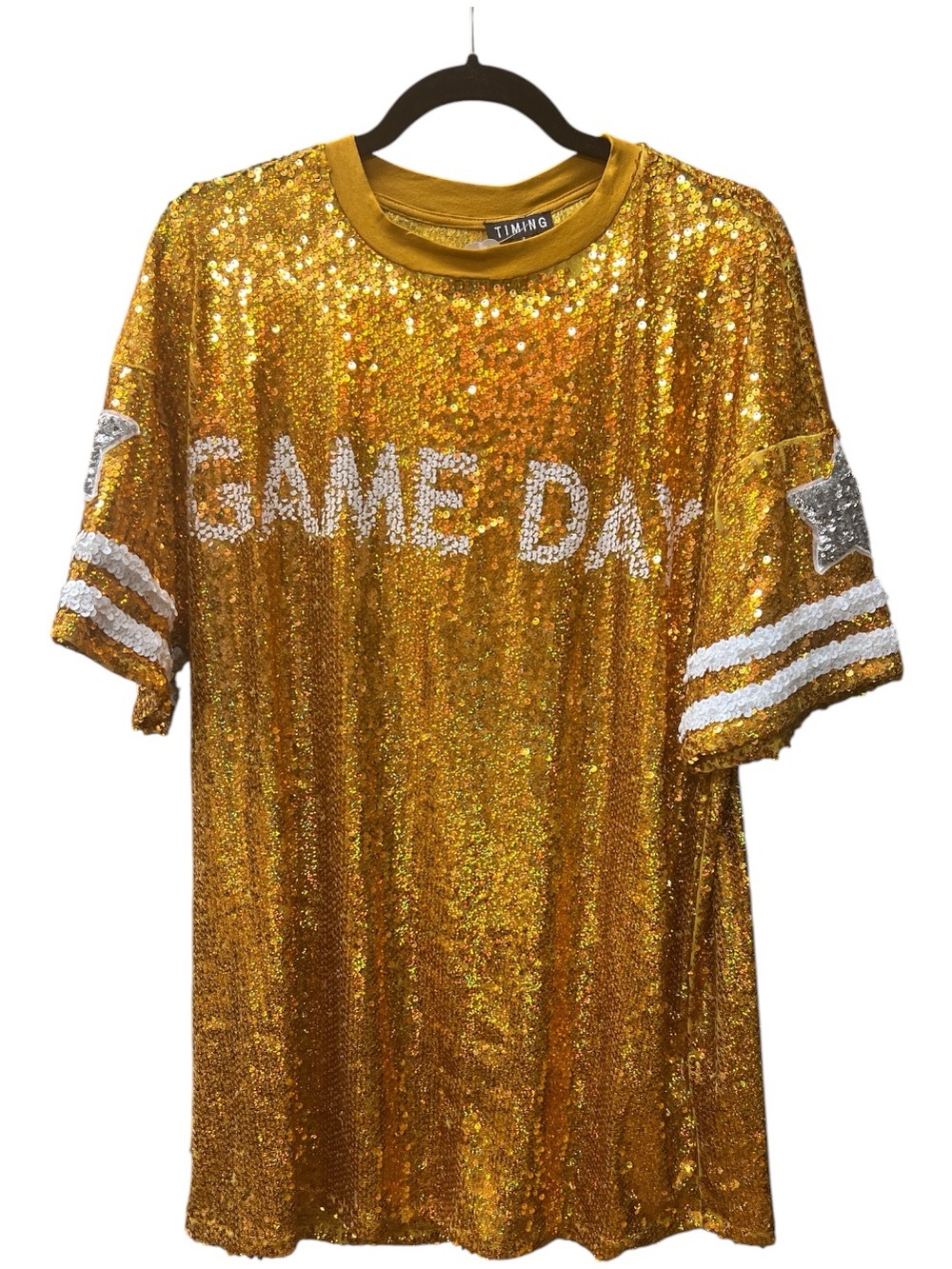 NWT Timing Orange Sequin Game Day T-Shirt Dress Small Boutique